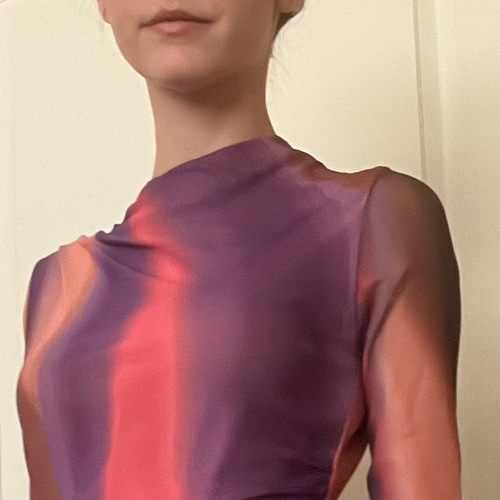 Gianni Bini Vibrant Purple and Pink Long Sleeve Dress